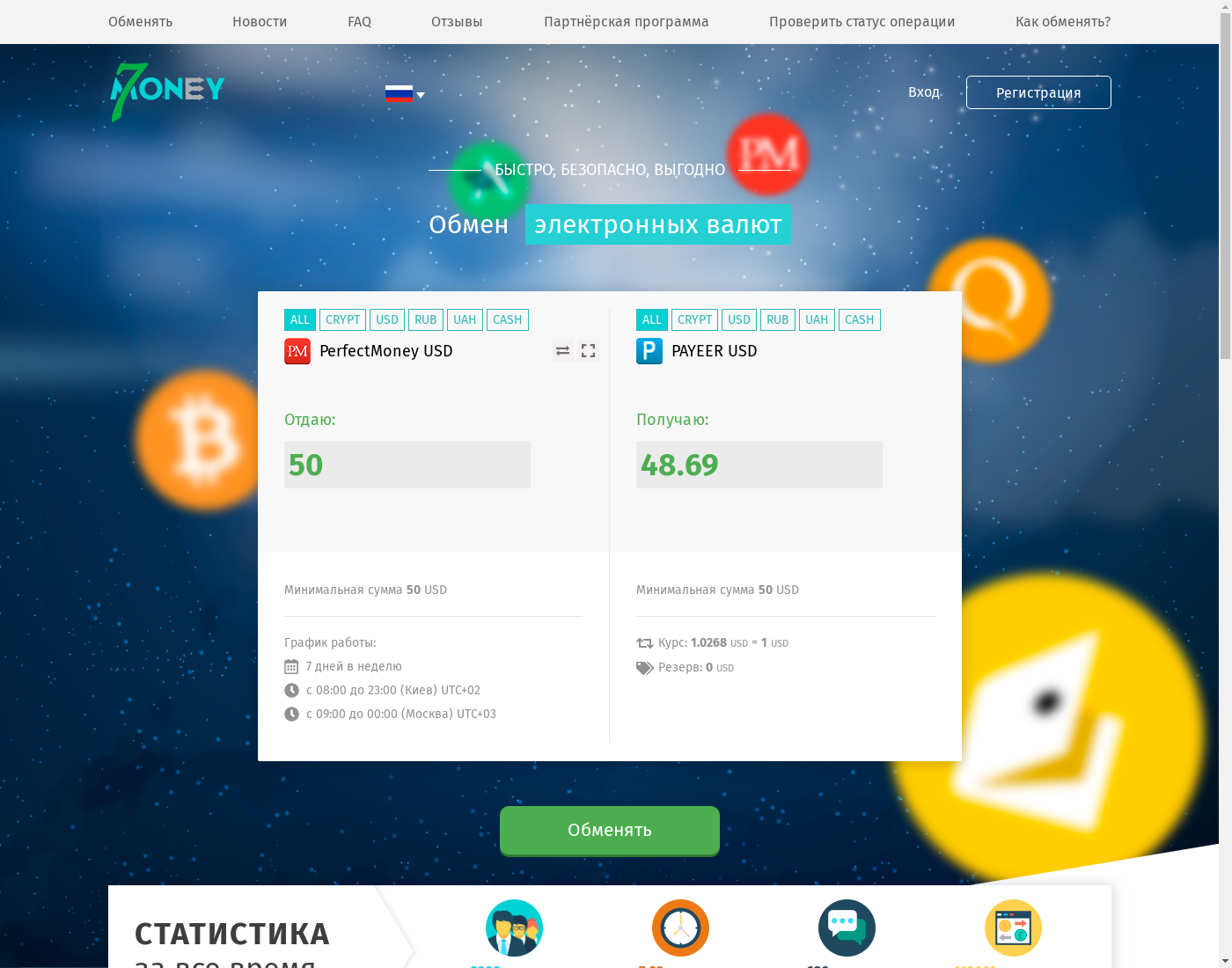7money интерфейс пользователя: домашняя страничка на языке — Русский