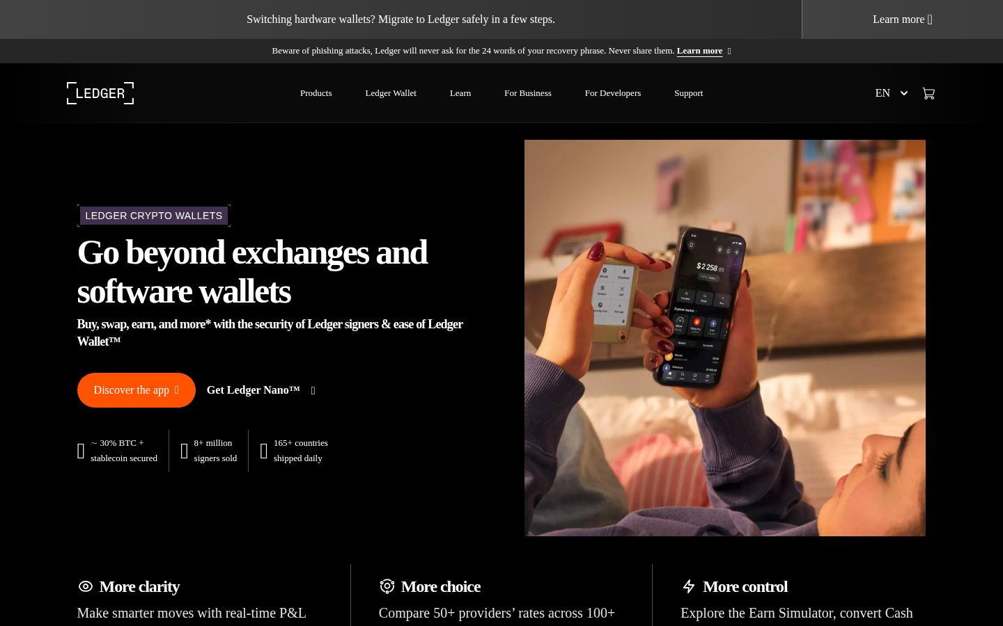 Ledger homepage screenshot