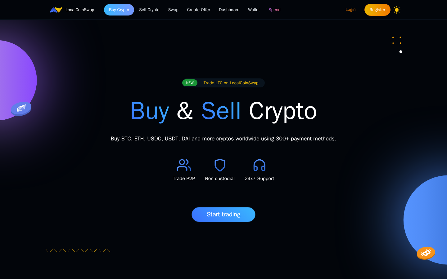 LocalCoinSwap homepage screenshot