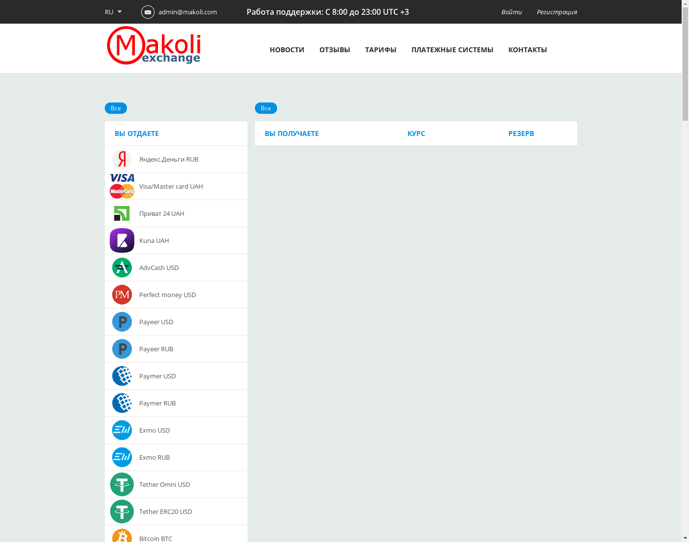 makoli user interface: the home page in English