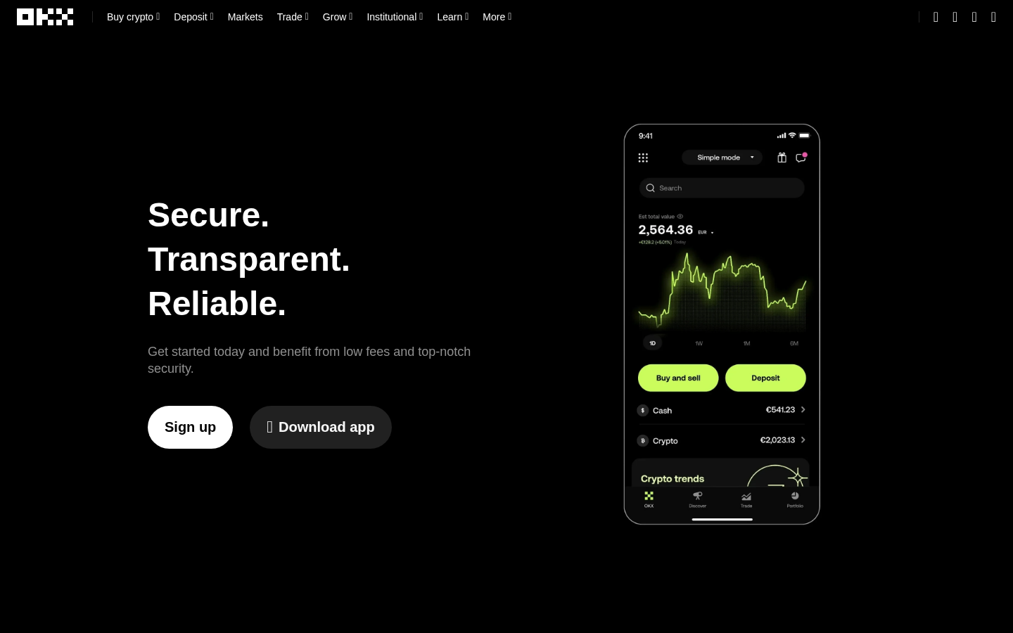 OKX homepage screenshot