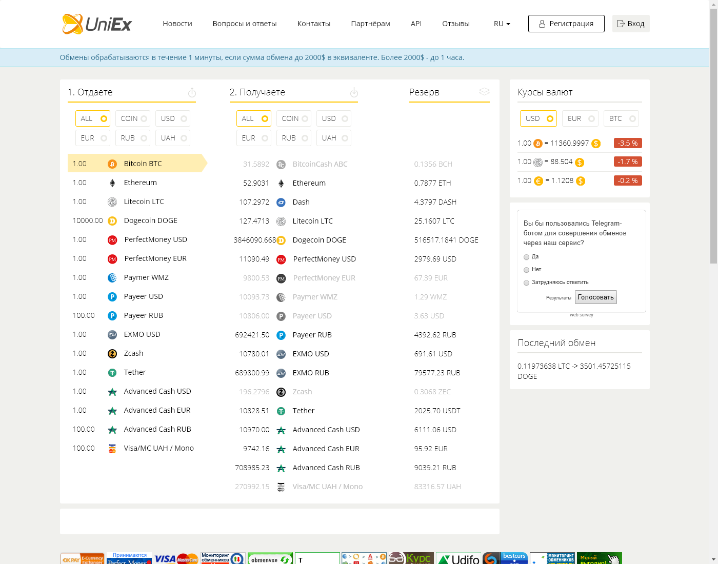 UniEx интерфейс пользователя: домашняя страничка на языке — Русский