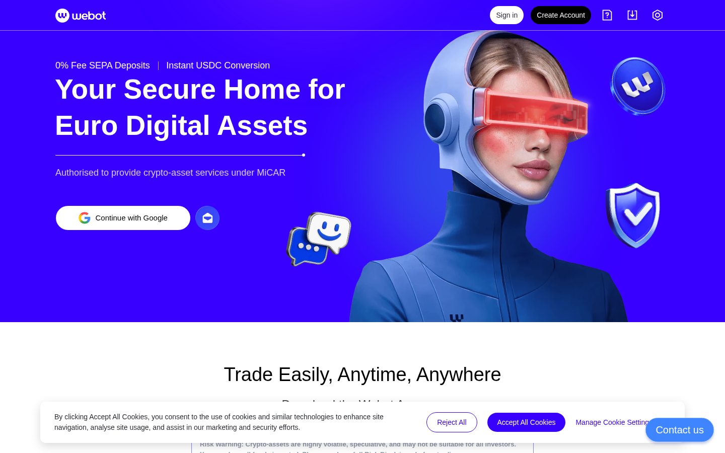 Webot homepage screenshot
